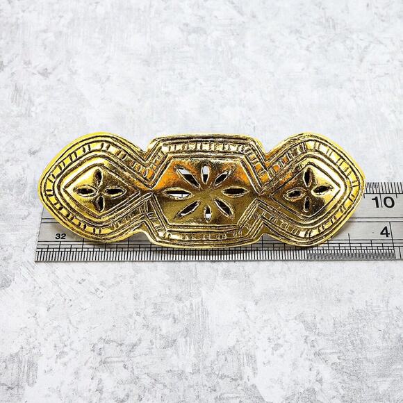 Vintage Large Scooter Paris Hair Clip Barrette GoldTone Etruscan Style 3.75” - Picture 3 of 5
